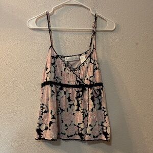 Eileen West Pink and Black Floral Camisole